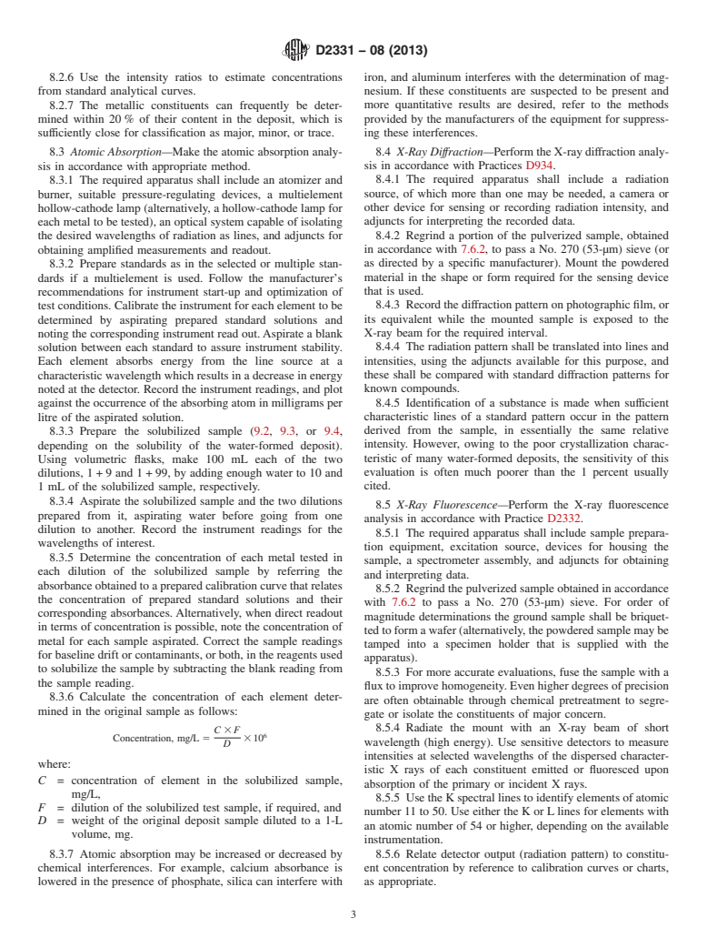 ASTM D2331-08(2013) - Standard Practices for  Preparation and Preliminary Testing of Water-Formed Deposits