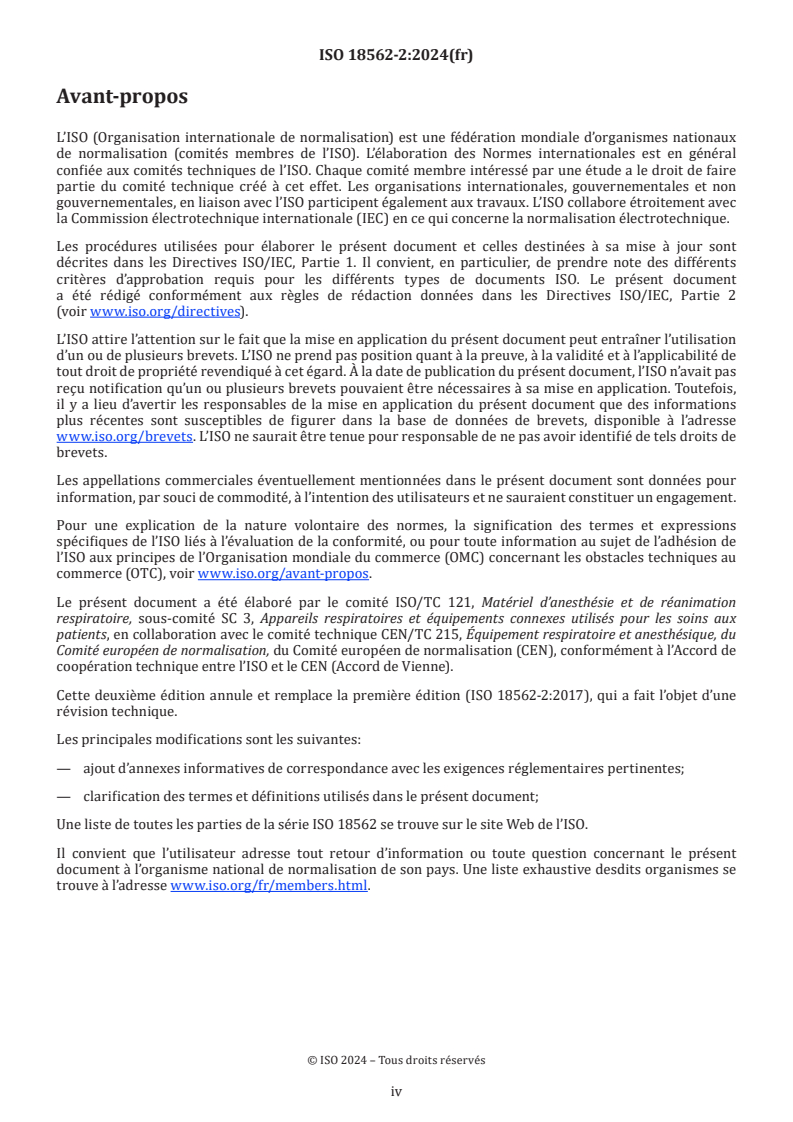 ISO 18562-2:2024 ISO 18562-2:2024 - Évaluation de la biocompatibilité des chemins de gaz respiratoire utilisés dans le domaine de la santé — Partie 2: Essais concernant les émissions de matières particulaires
Released:8. 03. 2024 - Page 4 preview