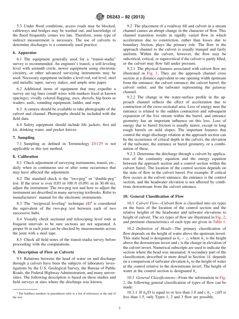 ASTM D5243-92(2013) - Standard Test Method for Open-Channel Flow Measurement of Water Indirectly at Culverts