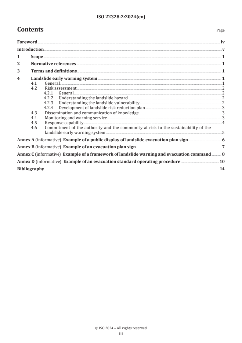 ISO 22328-2:2024 - Security and resilience — Emergency management — Part 2: Guidelines for the implementation of a community-based early warning system for landslides
Released:10/23/2024