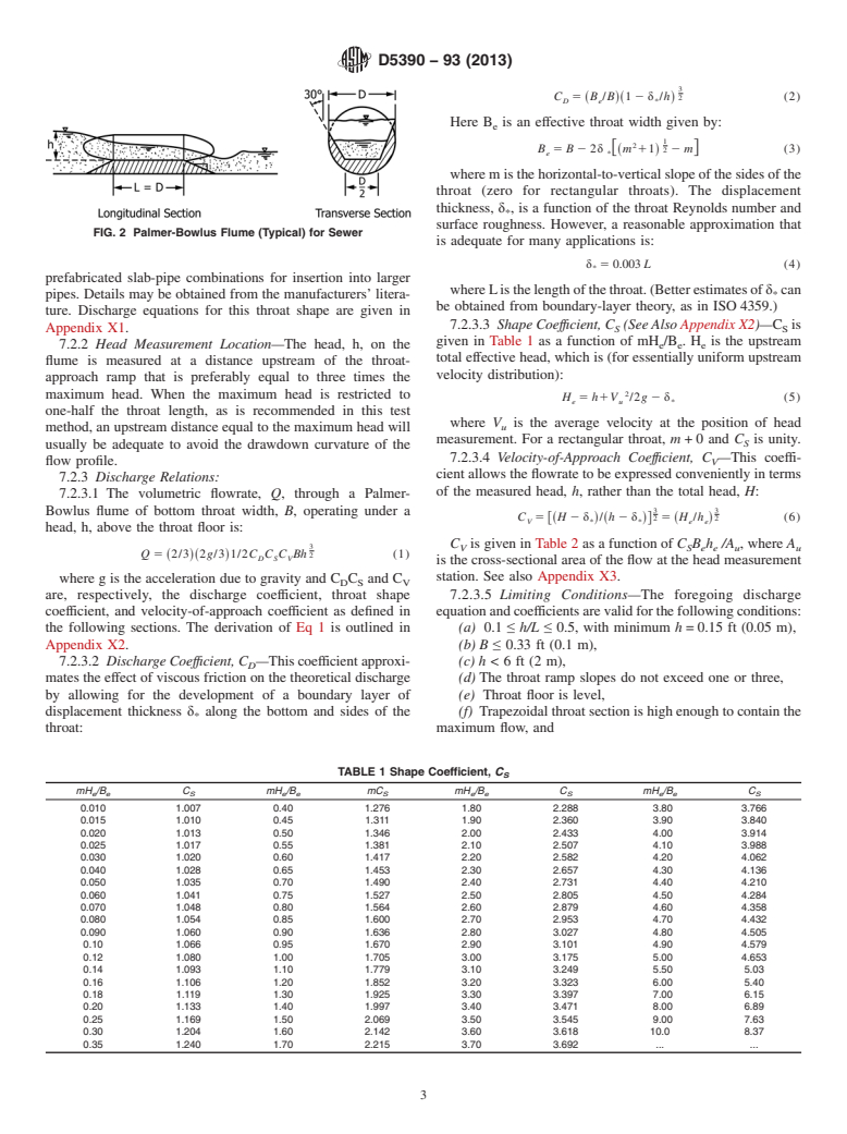 ASTM D5390-93(2013) - Standard Test Method for  Open-Channel Flow Measurement of Water with Palmer-Bowlus Flumes