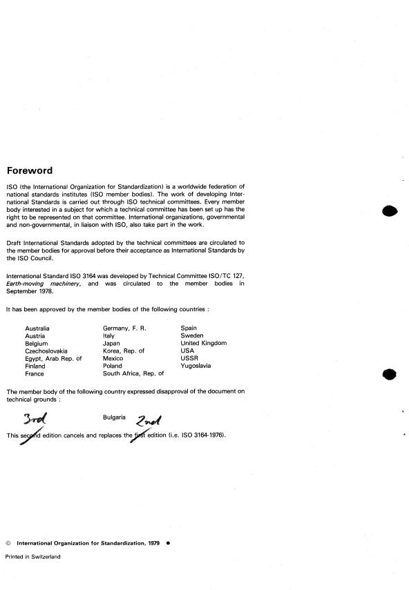 ISO 3164:1979 ISO 3164:1979 - Earth-moving machinery -- Laboratory evaluations of roll-over and falling-object protective structures -- Specifications for the deflection-limiting volume - Page 2 preview