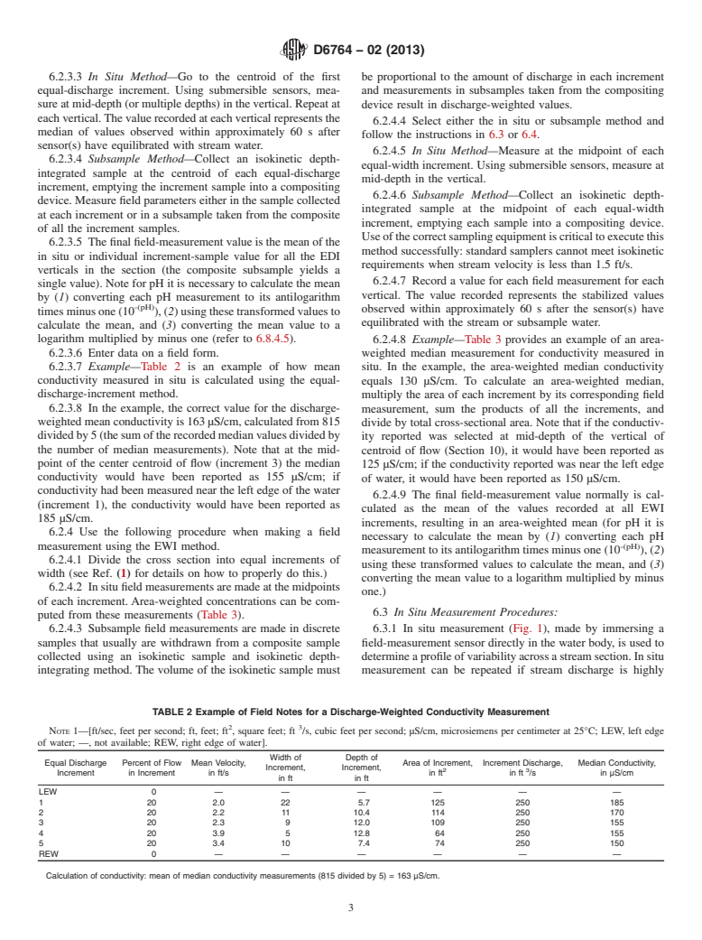 ASTM D6764-02(2013) - Standard Guide for  Collection of Water Temperature, Dissolved-Oxygen Concentrations,  Specific Electrical Conductance, and pH Data from Open Channels