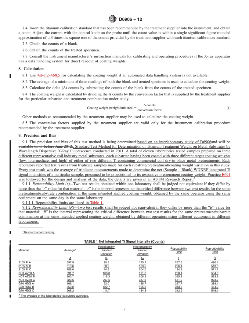 REDLINE ASTM D6906-12 - Standard Test Method for Determination of Titanium Treatment Weight on Metal Substrates   by Wavelength Dispersive X-Ray Fluorescence