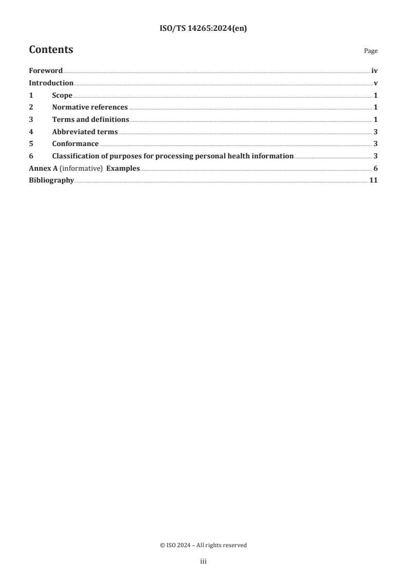 ISO/TS 14265:2024 - Health informatics — Classification of purposes for processing personal health information
Released:12. 01. 2024