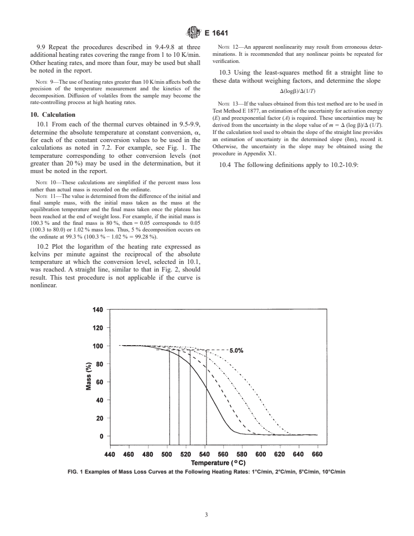 ASTM E1641-99 - Standard Test Method for Decomposition Kinetics by Thermogravimetry