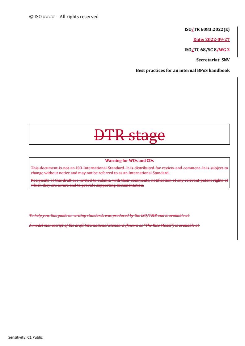 REDLINE ISO/DTR 6083 - Best practices for an internal BPoS handbook
Released:29. 09. 2022