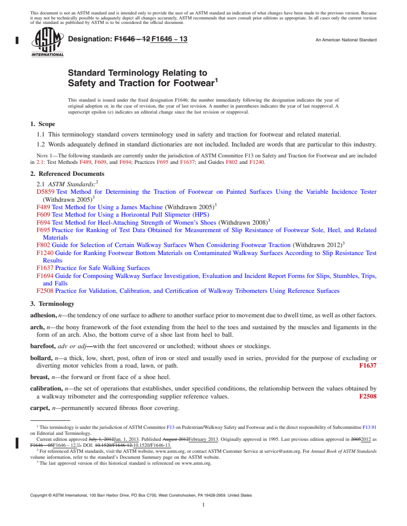 REDLINE ASTM F1646-13 - Standard Terminology Relating to  Safety and Traction for Footwear