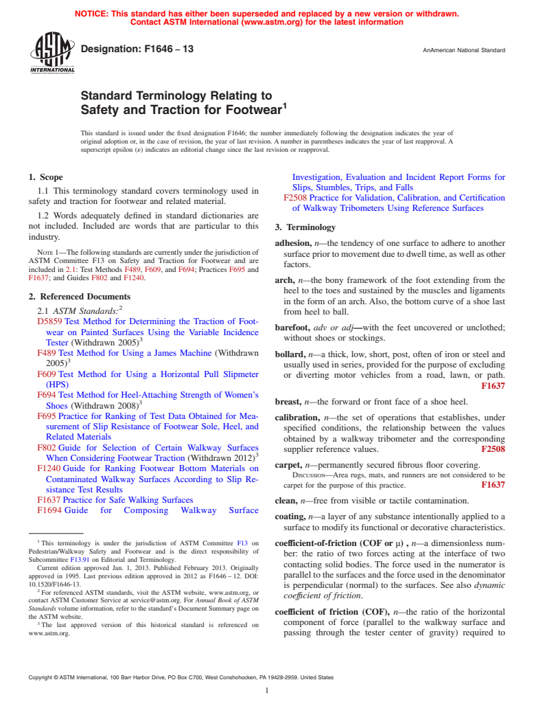 ASTM F1646-13 - Standard Terminology Relating to  Safety and Traction for Footwear