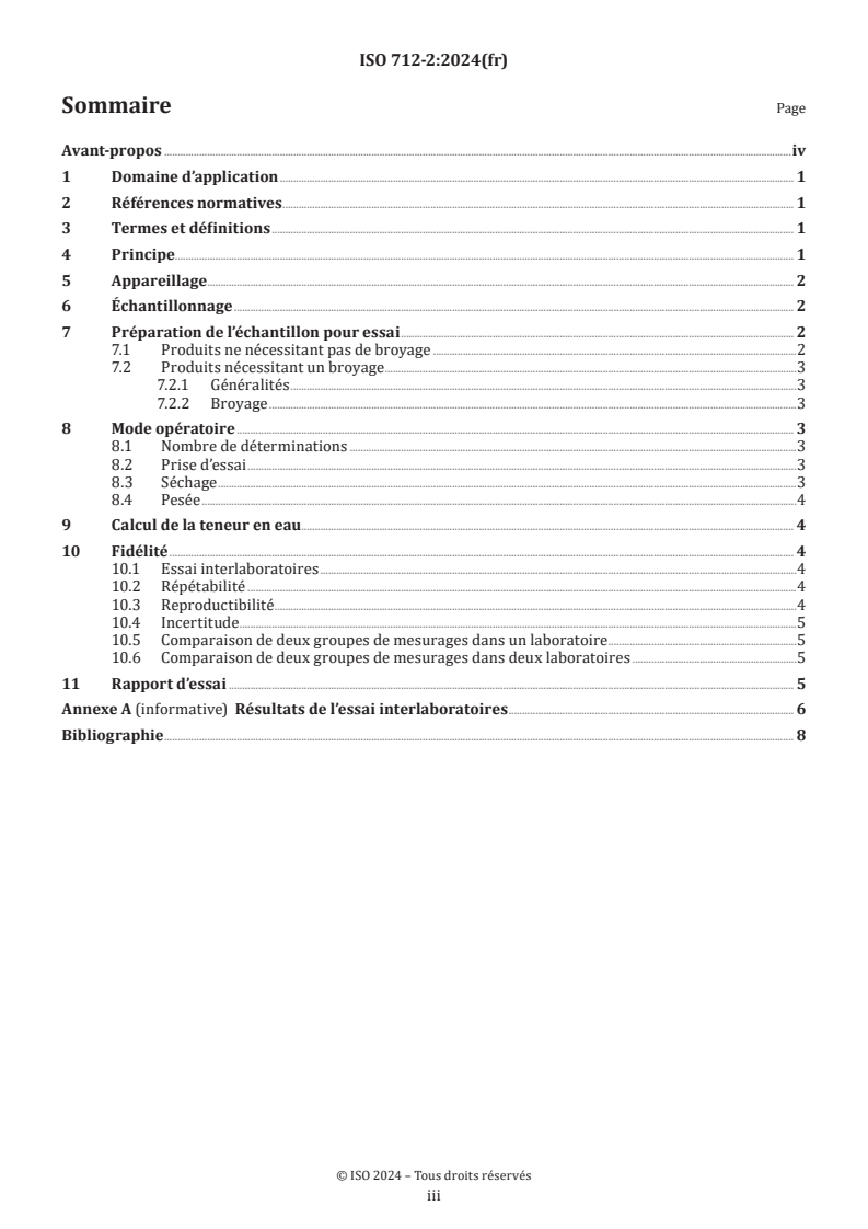 ISO 712-2:2024 - Céréales et produits céréaliers — Détermination de la teneur en eau — Partie 2: Méthode par séchage en étuve automatique
Released:6. 09. 2024