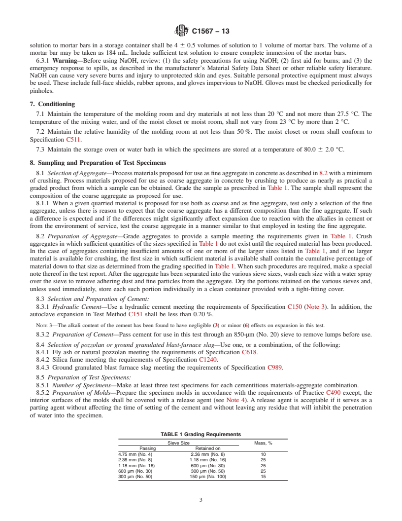 REDLINE ASTM C1567-13 - Standard Test Method for  Determining the Potential Alkali-Silica Reactivity of Combinations   of Cementitious Materials and Aggregate (Accelerated Mortar-Bar Method)