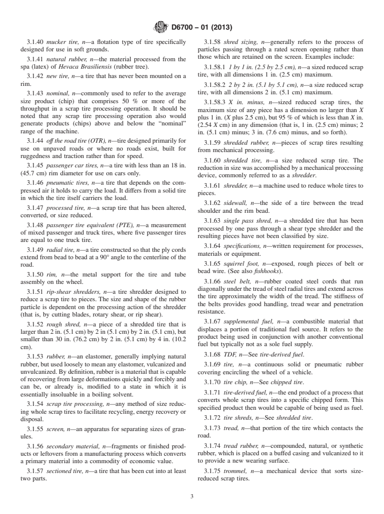 ASTM D6700-01(2013) - Standard Practice for  Use of Scrap Tire-Derived Fuel