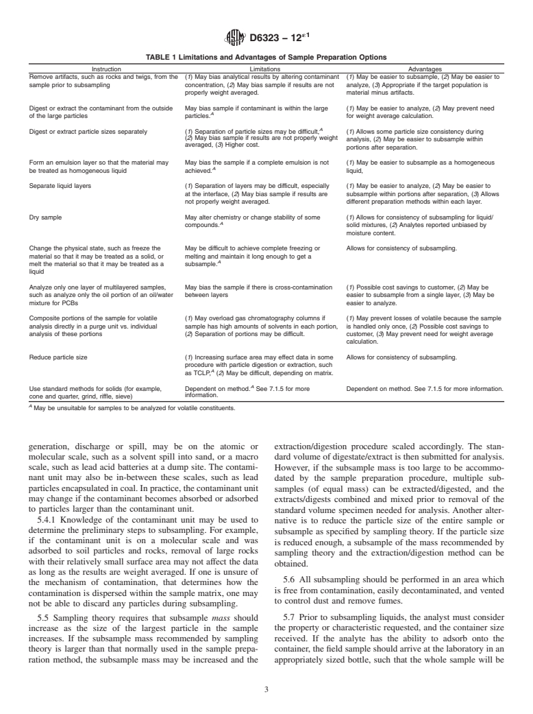 ASTM D6323-12e1 - Standard Guide for Laboratory Subsampling of Media Related to Waste Management  Activities (Withdrawn 2018)