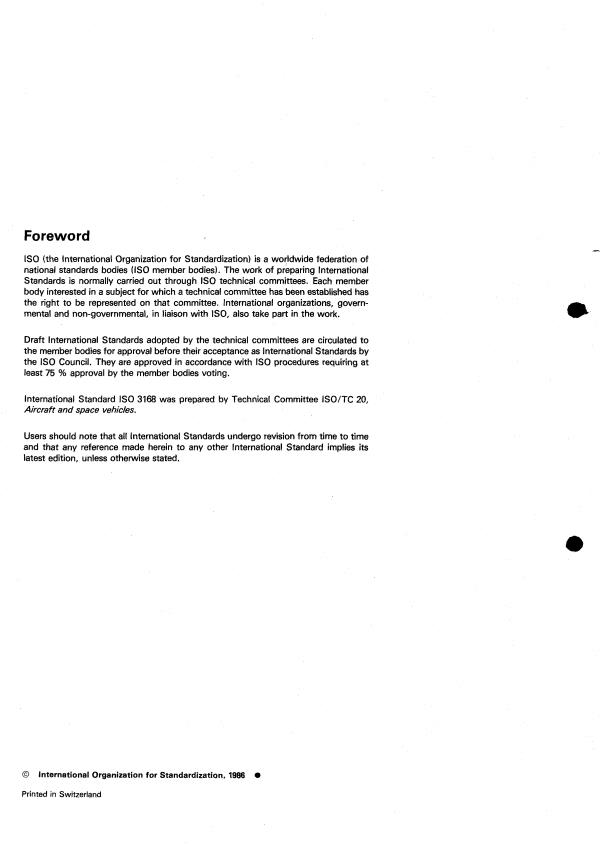 ISO 3168:1986 ISO 3168:1986 - Aerospace -- Self-locking, fixed, single-lug anchor nuts with counterbore, classification 1 100 MPa/235 degrees C - Page 2 preview
