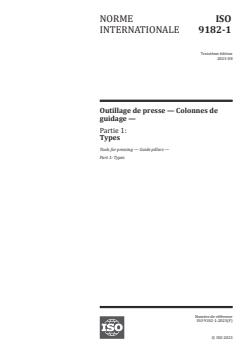 ISO 9182-1:2023 - Outillage de presse — Colonnes de guidage — Partie 1: Types
Released:4. 08. 2023 - Page 1 preview