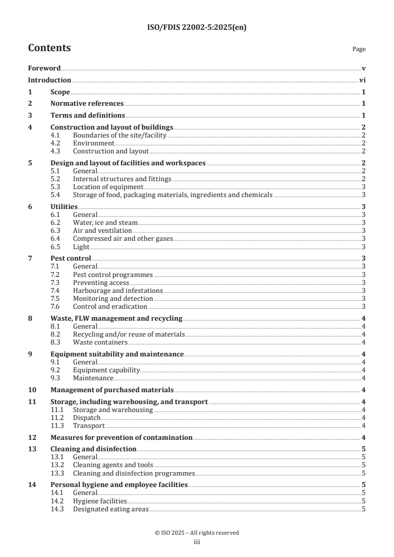 ISO/FDIS 22002-5 - Prerequisite programmes on food safety — Part 5: Transport and storage
Released:10. 04. 2025