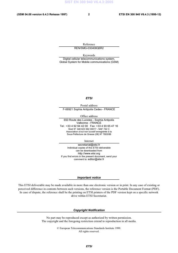 SIST EN 300 940 V6.4.3:2005 SIST EN 300 940 V6.4.3:2005 - Page 4 preview