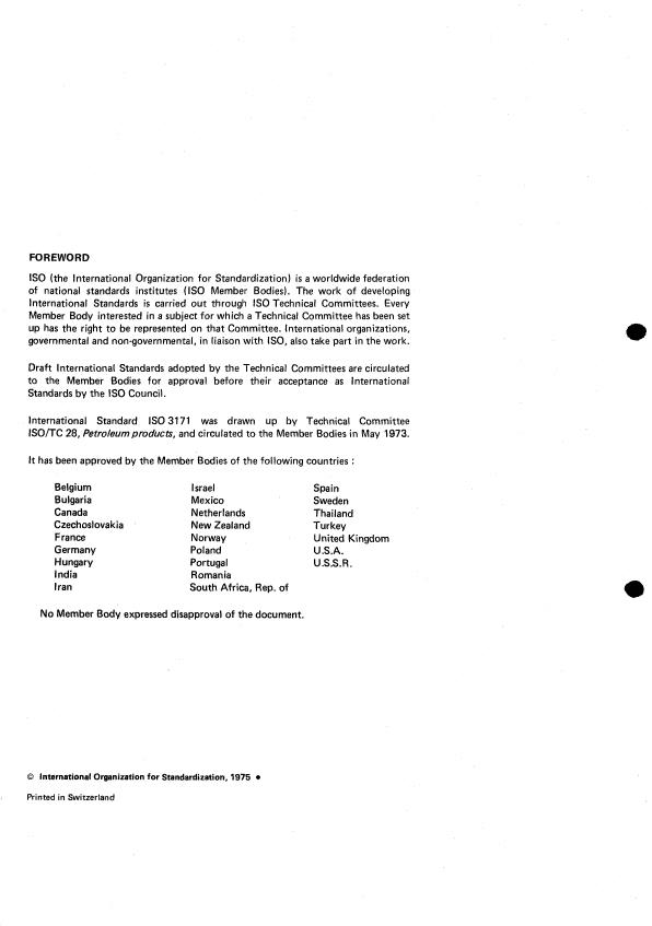 ISO 3171:1975 ISO 3171:1975 - Petroleum products -- Liquid hydrocarbons -- Automatic pipeline sampling - Page 2 preview