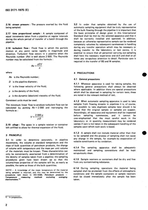 ISO 3171:1975 ISO 3171:1975 - Petroleum products -- Liquid hydrocarbons -- Automatic pipeline sampling - Page 4 preview