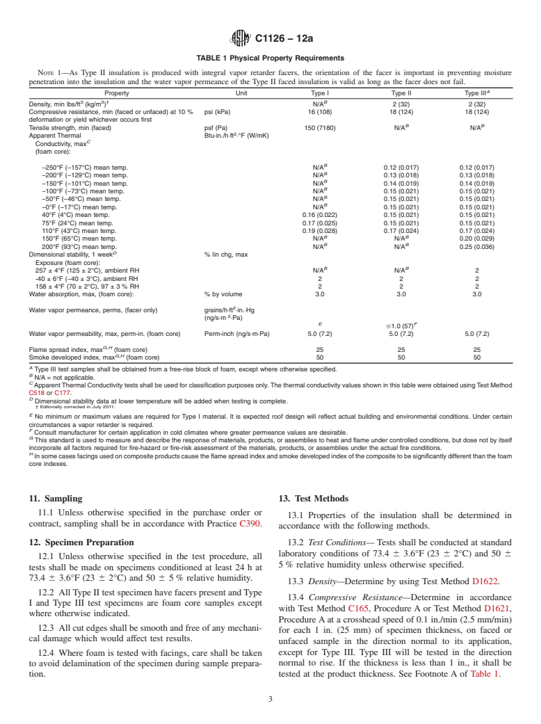 ASTM C1126-12a - Standard Specification for  Faced or Unfaced Rigid Cellular Phenolic Thermal Insulation