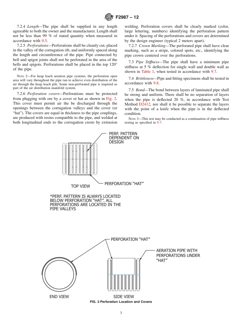 ASTM F2987-12 - Standard Specification for Corrugated Polyethylene Pipe and Fittings for Mine Heap Leach  Aeration Applications