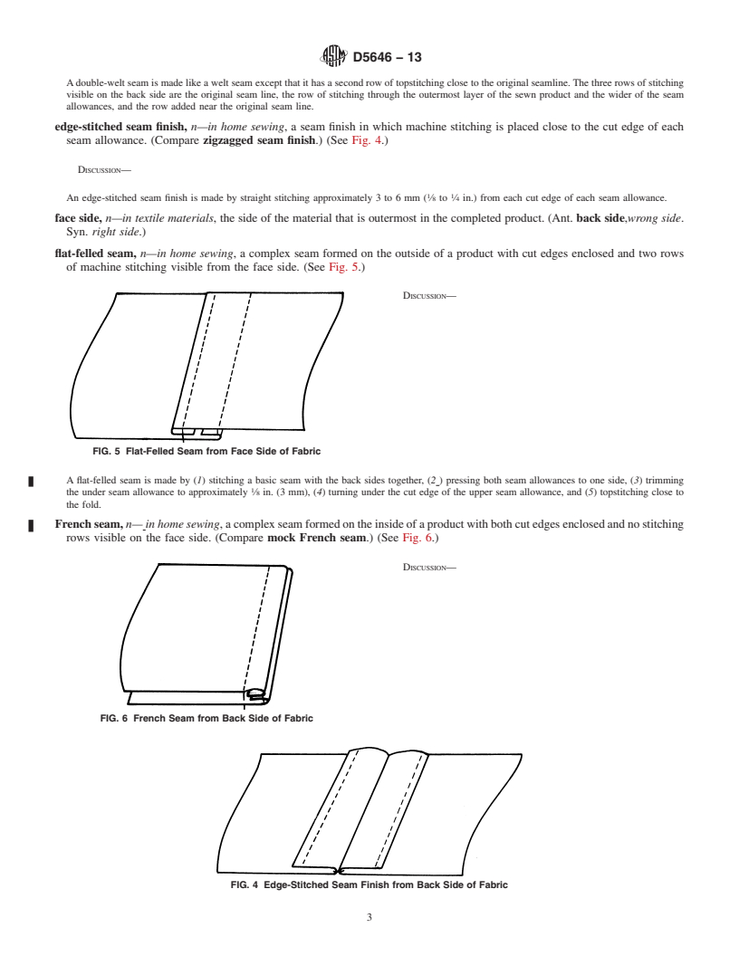 REDLINE ASTM D5646-13 - Standard Terminology Relating to  Seams and Stitches Used in Home Sewing