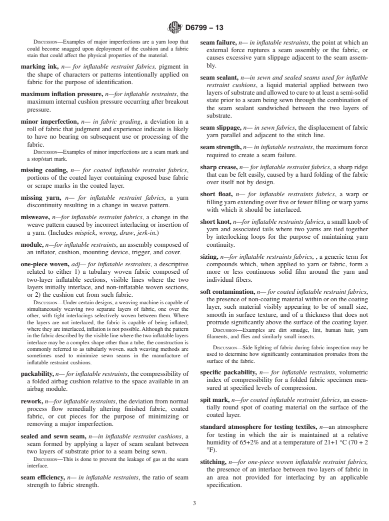 ASTM D6799-13 - Standard Terminology Relating to  Inflatable Restraints