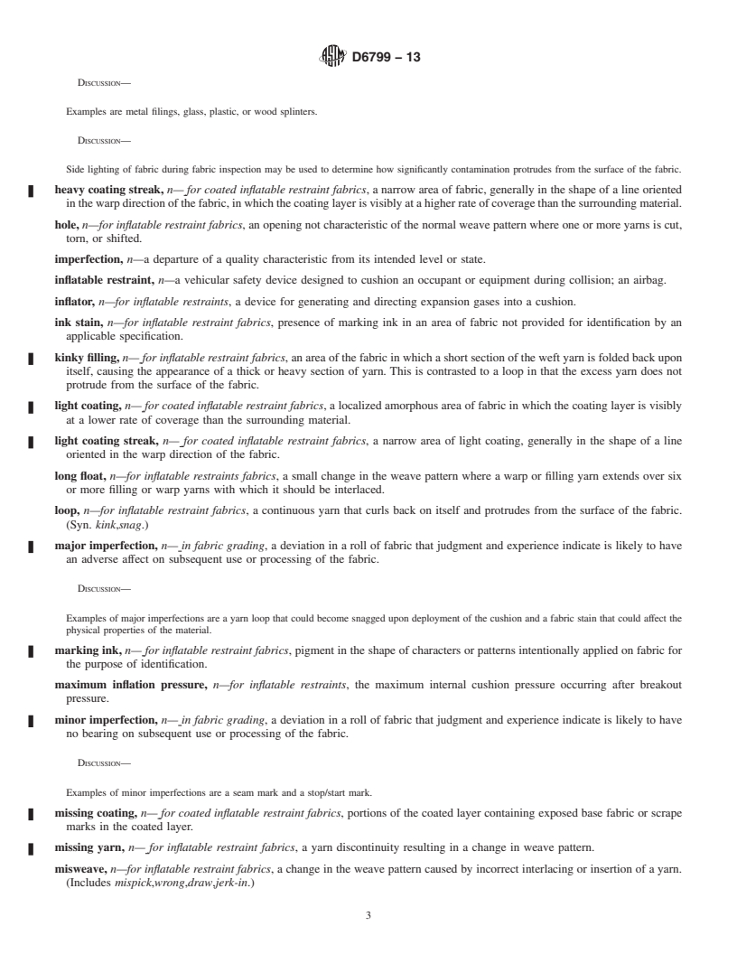 REDLINE ASTM D6799-13 - Standard Terminology Relating to  Inflatable Restraints