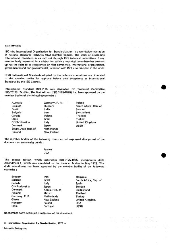 ISO 3175:1979 ISO 3175:1979 - Textiles -- Determination of dimensional change on dry cleaning in perchlorethylene -- Machine method - Page 2 preview