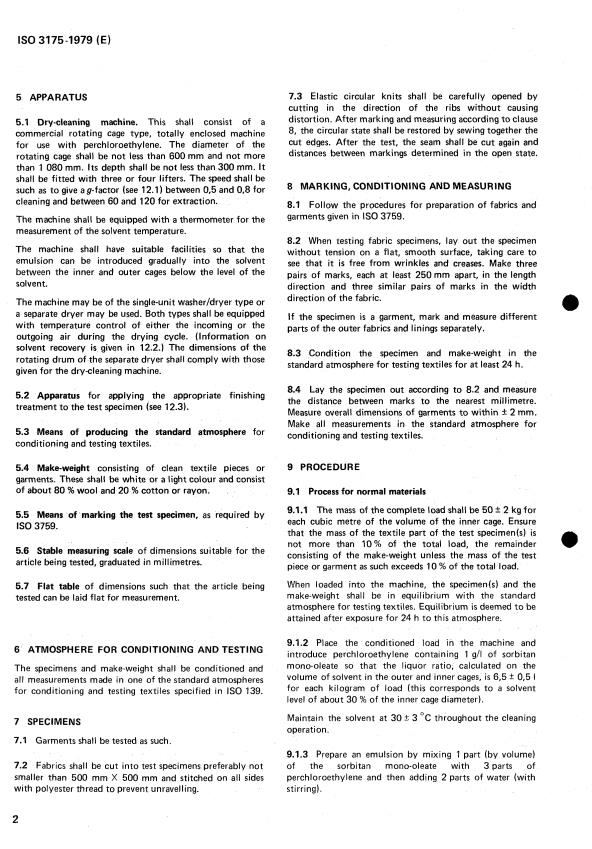 ISO 3175:1979 ISO 3175:1979 - Textiles -- Determination of dimensional change on dry cleaning in perchlorethylene -- Machine method - Page 4 preview