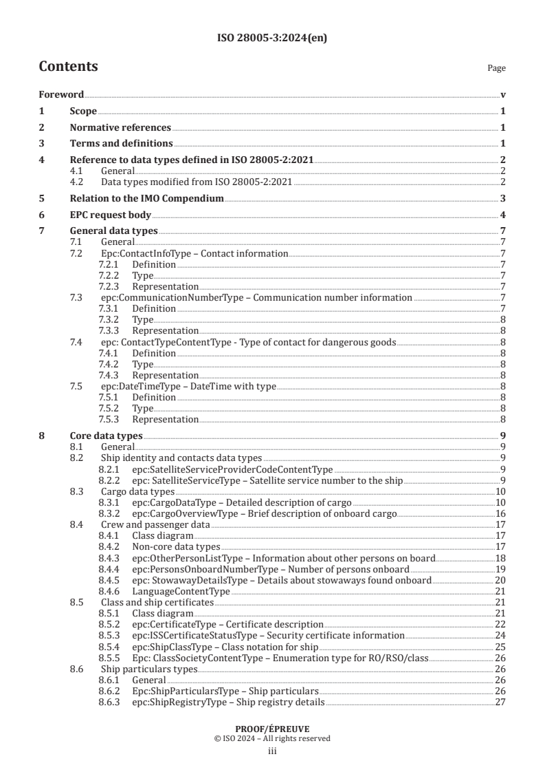 ISO/PRF 28005-3 - Ships and marine technology — Electronic port clearance (EPC) — Part 3: Data elements for ship and port operation
Released:6. 09. 2024