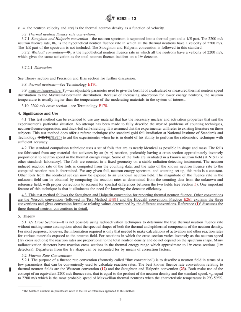 REDLINE ASTM E262-13 - Standard Test Method for  Determining Thermal Neutron Reaction Rates and Thermal Neutron  Fluence Rates by Radioactivation Techniques