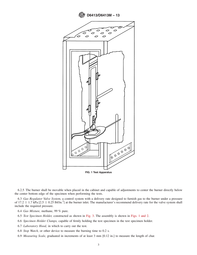 REDLINE ASTM D6413/D6413M-13 - Standard Test Method for  Flame Resistance of Textiles (Vertical Test)