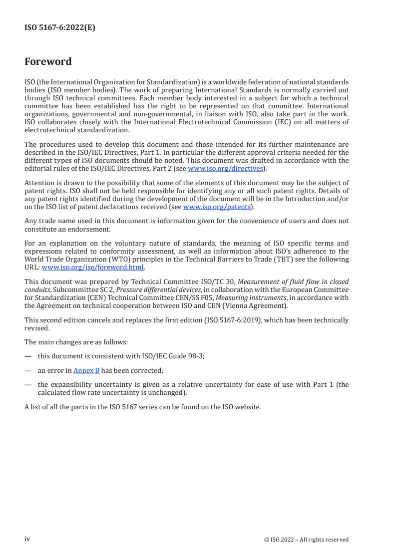 ISO 5167-6:2022 ISO 5167-6:2022 - Measurement of fluid flow by means of pressure differential devices inserted in circular cross-section conduits running full — Part 6: Wedge meters
Released:11. 10. 2022 - Page 4 preview