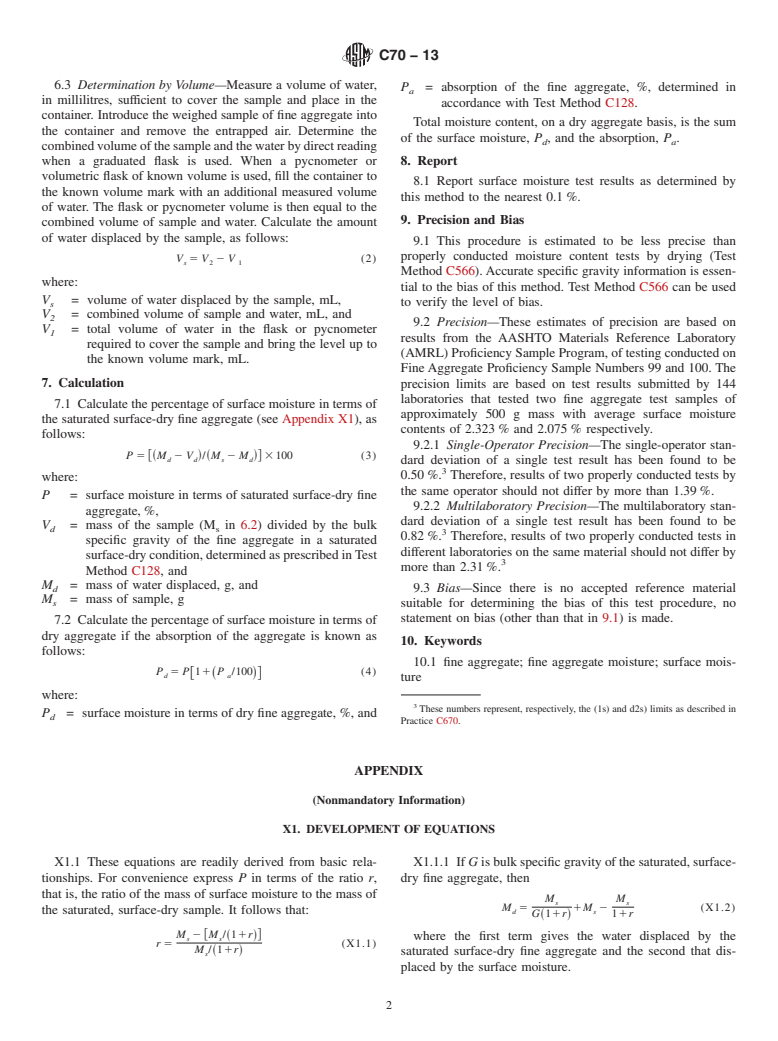 ASTM C70-13 - Standard Test Method for  Surface Moisture in Fine Aggregate