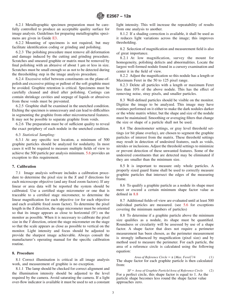 ASTM E2567-12a - Standard Test Method for  Determining Nodularity And Nodule Count In Ductile Iron Using  Image Analysis