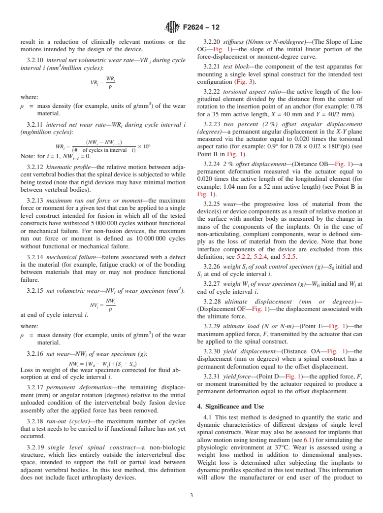 ASTM F2624-12 - Standard Test Method for Static, Dynamic, and Wear Assessment of Extra-Discal Single Level Spinal Constructs