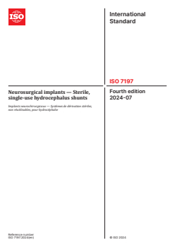 ISO 7197:2024 - Neurosurgical implants — Sterile, single-use hydrocephalus shunts
Released:31. 07. 2024 - Page 1 preview