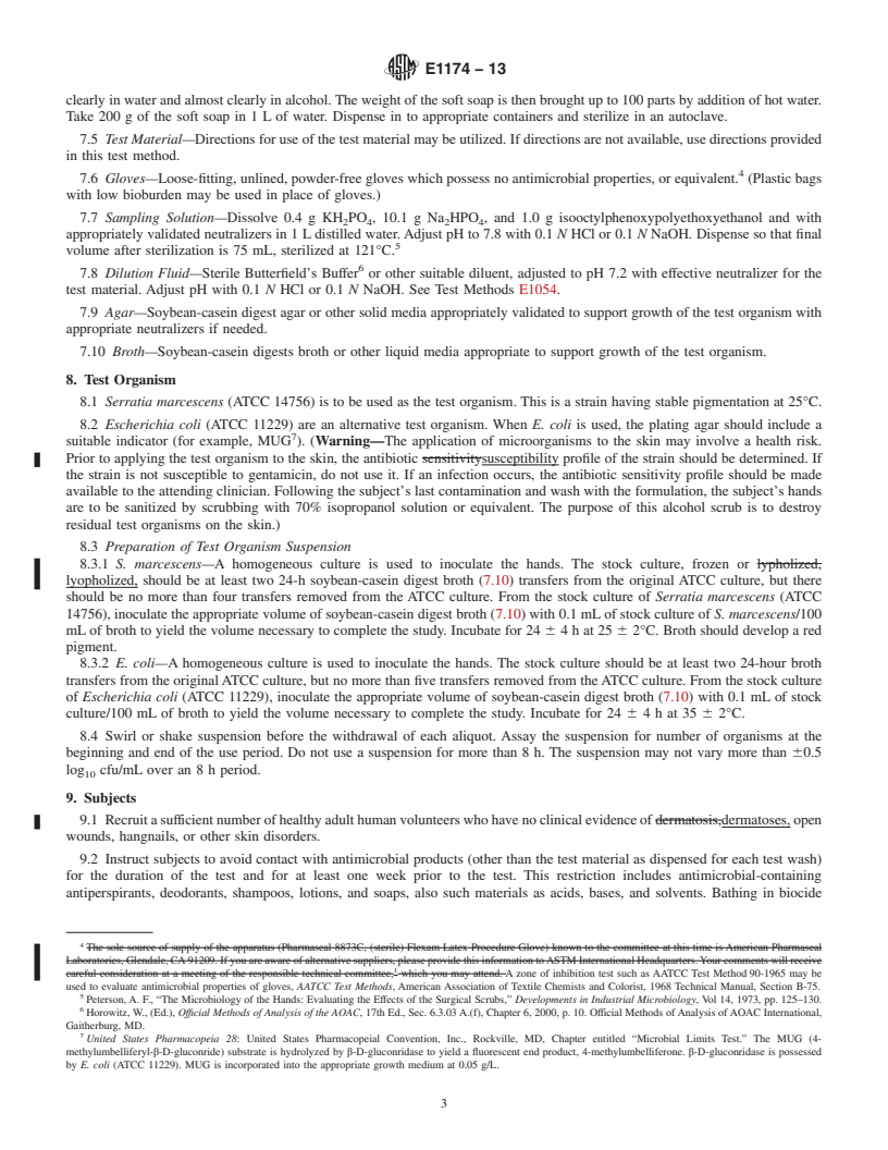 REDLINE ASTM E1174-13 - Standard Test Method for  Evaluation of the Effectiveness of Health Care Personnel Handwash  Formulations