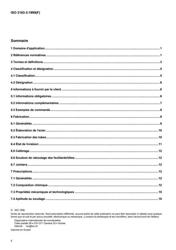 ISO 3183-3:1999 ISO 3183-3:1999 - Industries du pétrole et du gaz naturel -- Tubes en acier pour le transport des fluides combustibles -- Conditions techniques de livraison - Page 2 preview