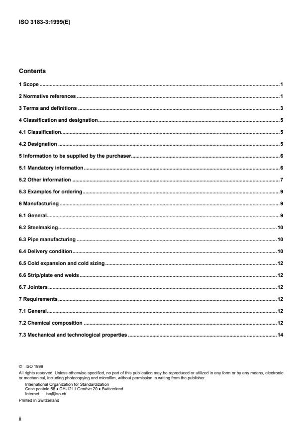 ISO 3183-3:1999 ISO 3183-3:1999 - Petroleum and natural gas industries -- Steel pipe for pipelines -- Technical delivery conditions - Page 2 preview