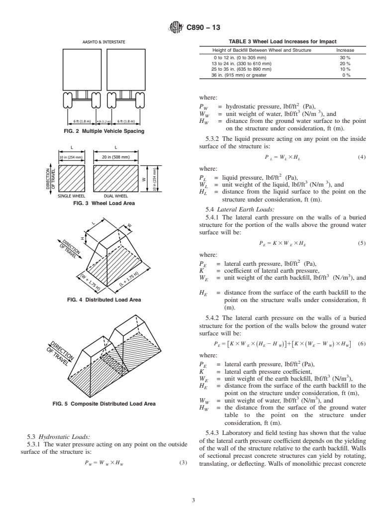 ASTM C890-13 - Standard Practice for  Minimum Structural Design Loading for Monolithic or Sectional   Precast Concrete Water and Wastewater Structures