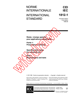 IEC 61812-1:1996 - Specified time relays for industrial use - Part 1: Requirements and
tests
Released:10/17/1996 - Page 3 preview