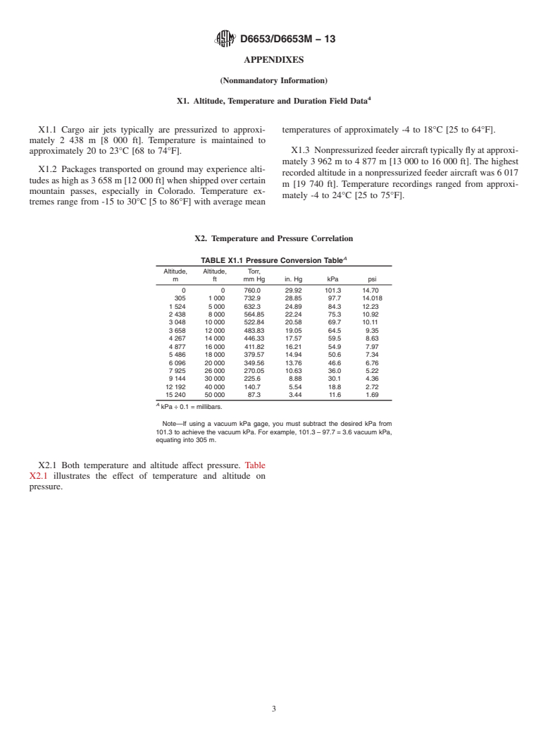 ASTM D6653/D6653M-13 - Standard Test Methods for  Determining the Effects of High Altitude on Packaging Systems   by Vacuum Method