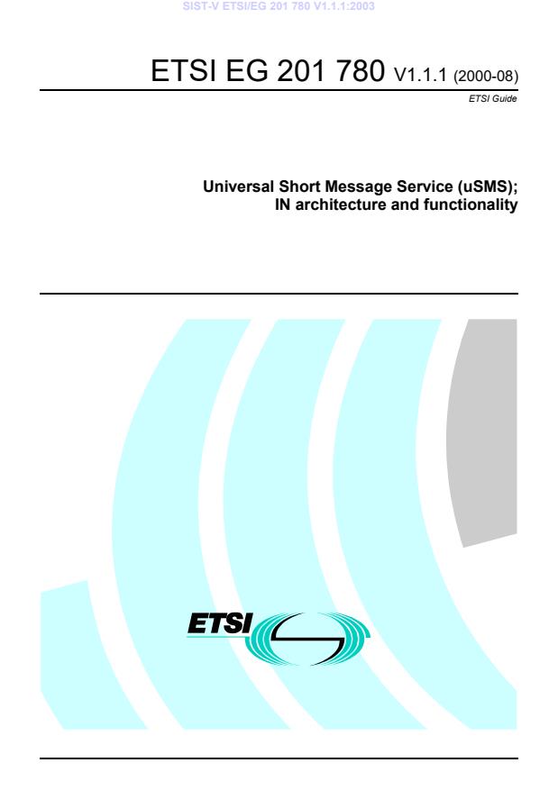 V ETSI/EG 201 780 V1.1.1:2003
