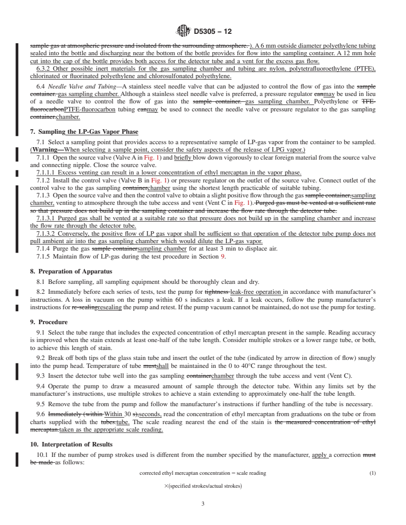 REDLINE ASTM D5305-12 - Standard Test Method for Determination of Ethyl Mercaptan in LP-Gas Vapor