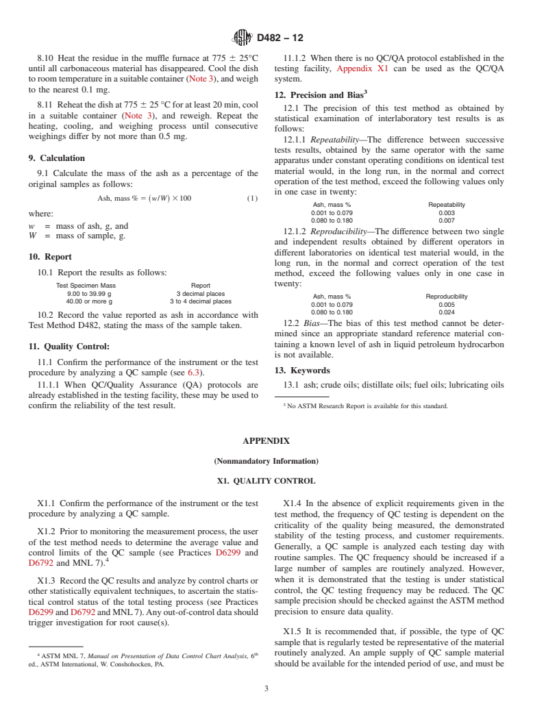 ASTM D482-12 - Standard Test Method for Ash from Petroleum Products