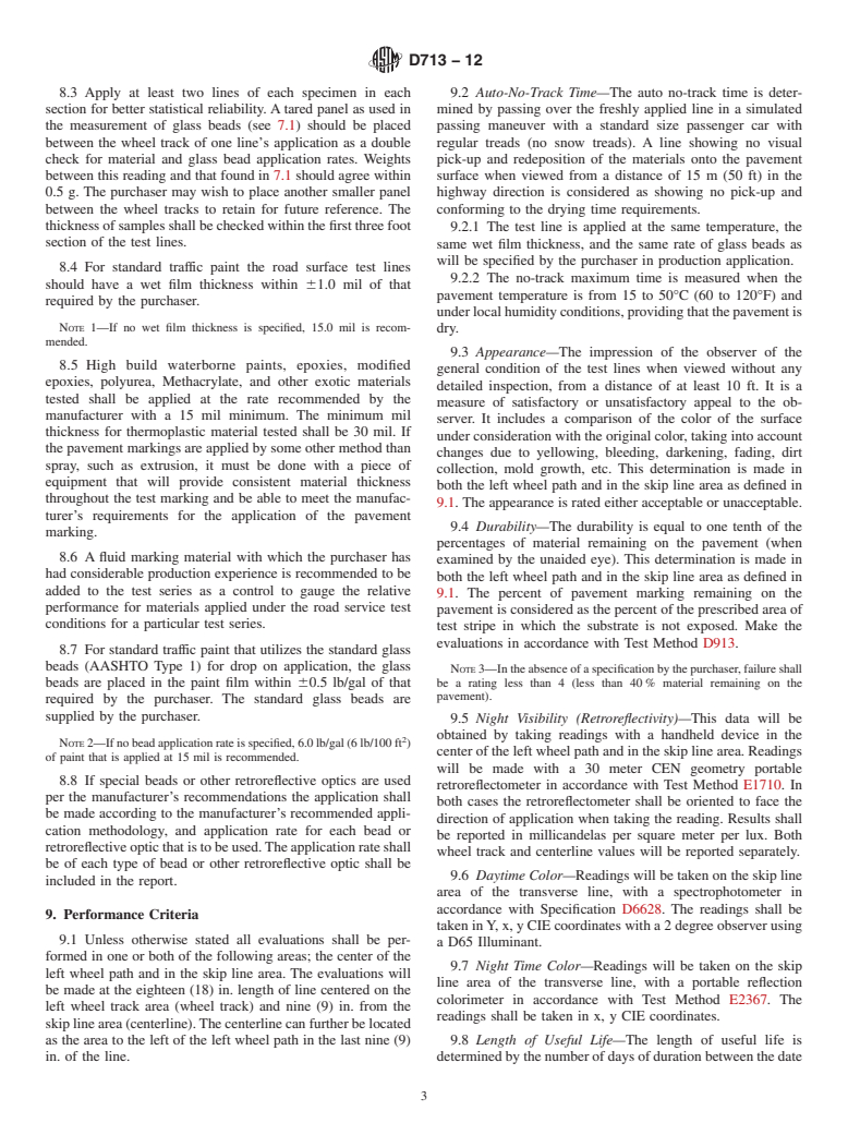 ASTM D713-12 - Standard Practice for Conducting Road Service Tests on Fluid Traffic Marking Materials