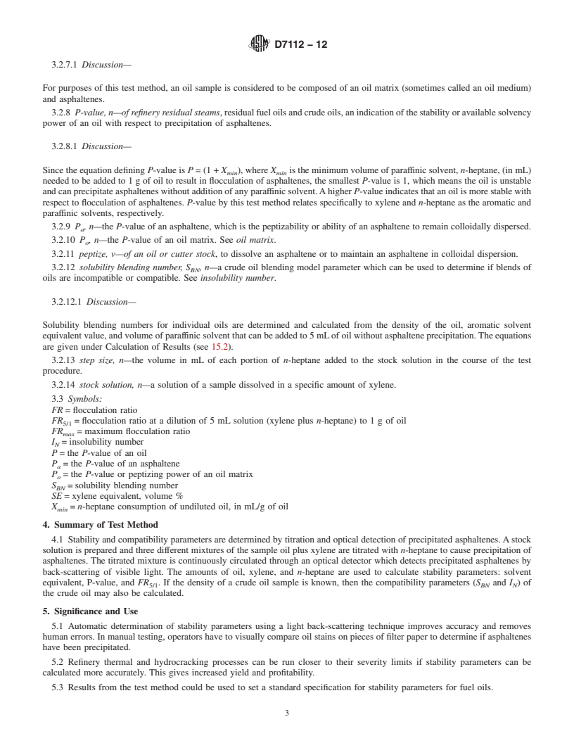 REDLINE ASTM D7112-12 - Standard Test Method for Determining Stability and Compatibility of Heavy Fuel Oils  and Crude Oils by Heavy Fuel Oil Stability Analyzer (Optical Detection)