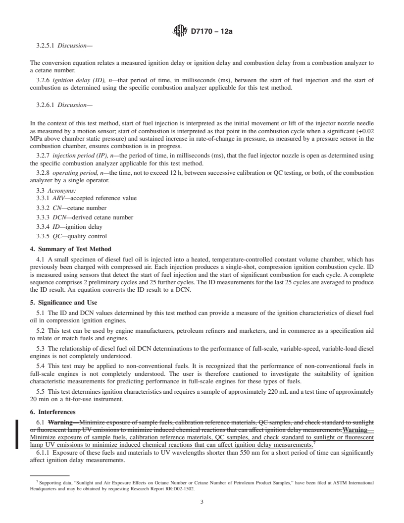 REDLINE ASTM D7170-12a - Standard Test Method for Determination of Derived Cetane Number (DCN) of Diesel Fuel  Oils&mdash;Fixed Range Injection Period, Constant Volume Combustion  Chamber Method